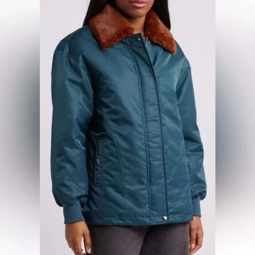 NWT Blank NYC Faux Fur Collar Jacket